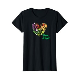 Vegan at heart with a colorful vegetable print art design T-Shirt