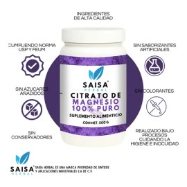 Citrato De Magnesio Y Citrato De Potasio 500 gramos cada uno Suplemento Alimenticio en polvo Saisa Herbal Sin sabor Alta biodisponibilidad Apoyo del s