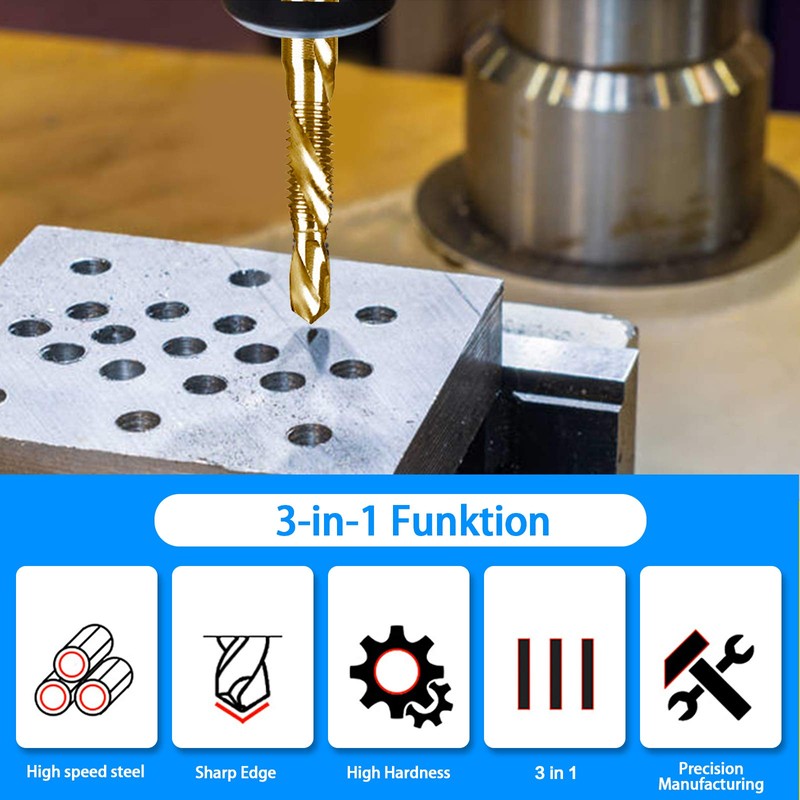 6-pc 1/4-20NC Combination Drill Tap Bit Set SAE, 1/4" UNC-20