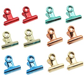 Multicolor Bulldog Clips,Set of 12 Pieces 38mm Metal Binder Clips,File Paper Money Clamps,Cork Board and Photo Wall Decor for Home Office