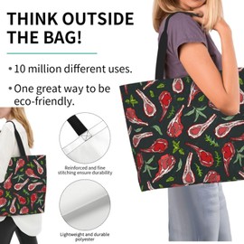 Cuczpau Steak Beef Leg Tote Bag Beach Bag for Women Reusable Grocery Large Shopping Shoulder Bag Travel Handbag