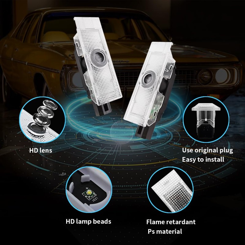 2PCS Door Lights Logo Projector Ultra-Bright Welcome Step Light Puddle