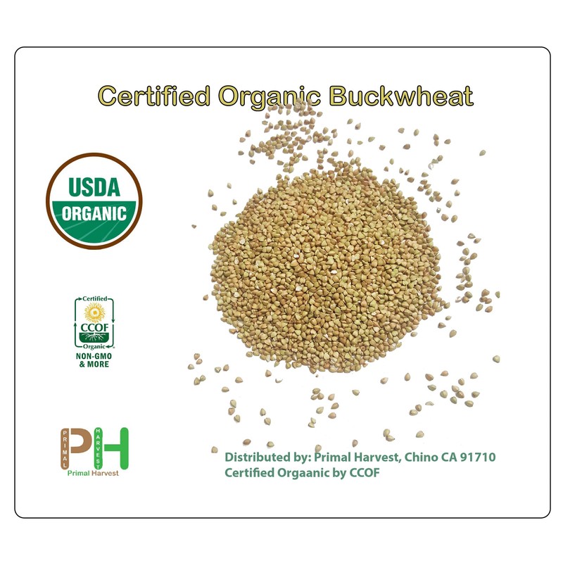 Certified Organic Hulled Buckwheat Groats,Non-GMO, Raw, Vegan, Bulk (2LB)