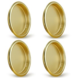HOMOTEK 4 Pack Closet Door Finger Pull 2-1/8”, Easy Snap in Installation, Brushed Brass Finish, Fits a 5/16”Depth x 2-1/8" Diameter Opening Hole