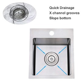 VAPSINT 13x15 Inch Drop In Bar Sink, 16 Guage Stainless Steel Commercial Topmount Single Bowl, Handmade Small Kitchen Sink for Wet Bar Prep RV Outdoor with Accessories