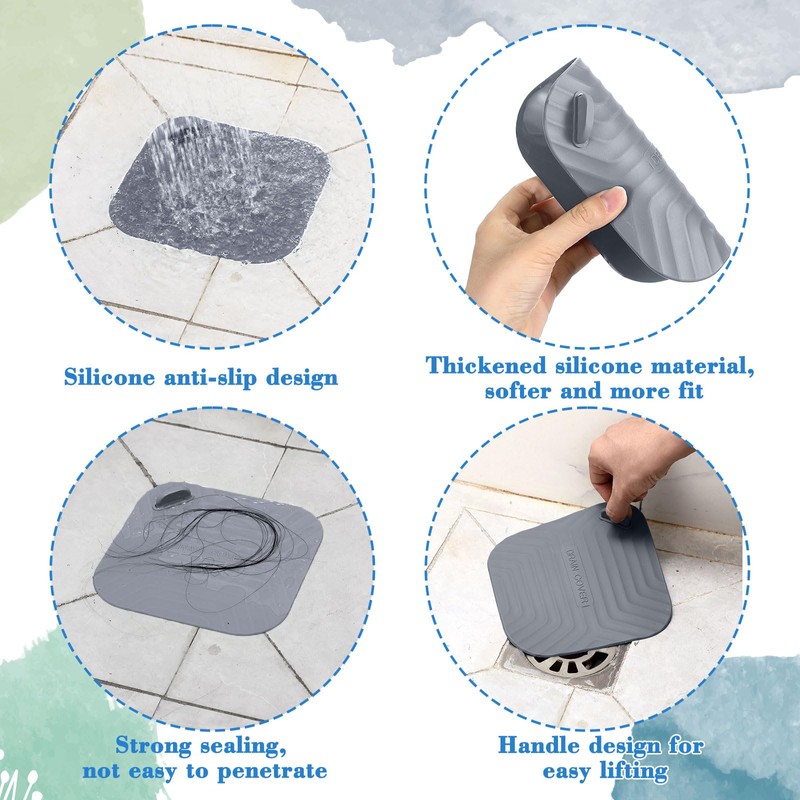 Yinkin 4 Pcs Shower Drain Cover Silicone Tub Stopper Floor