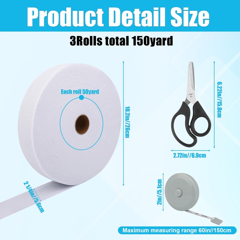 3 Roll Batting Strips 2 1/4 Inch 150 Yards with