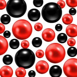 MACIOZE 300Pcs Pearl Vase Filler, Red Black No Hole Faux Pearl Beads for Centerpieces Vases, Candle Centerpieces, Wedding Birthday Party Home Decor 8/10/14/20mm