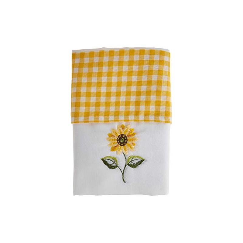 Sunflower Pencil Pleat Headed Kitchen Curtains and Tiebacks, Yellow/White, 46