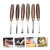 Tofficu 6pcs Walnut Handle Wood Carving Chisel Set Durable Hand