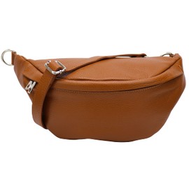SH Leder ® Marie G528 Real Leather Waist Bag for Women Men Unisex Belt Bag for Festival Travel Bum Bag Medium Crossbody Bag Women Leather Bag 32 x 17 cm, Cognac, Fashion waist bag
