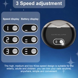 Electric Automatic Nail Clippers with 3 Speeds Portable Nail Trimmer LCD Display Safety Fingernail Cutter with Nail Scraps Storage Echargeable Nail File for Adults with Glass File Exfoliating Pusher