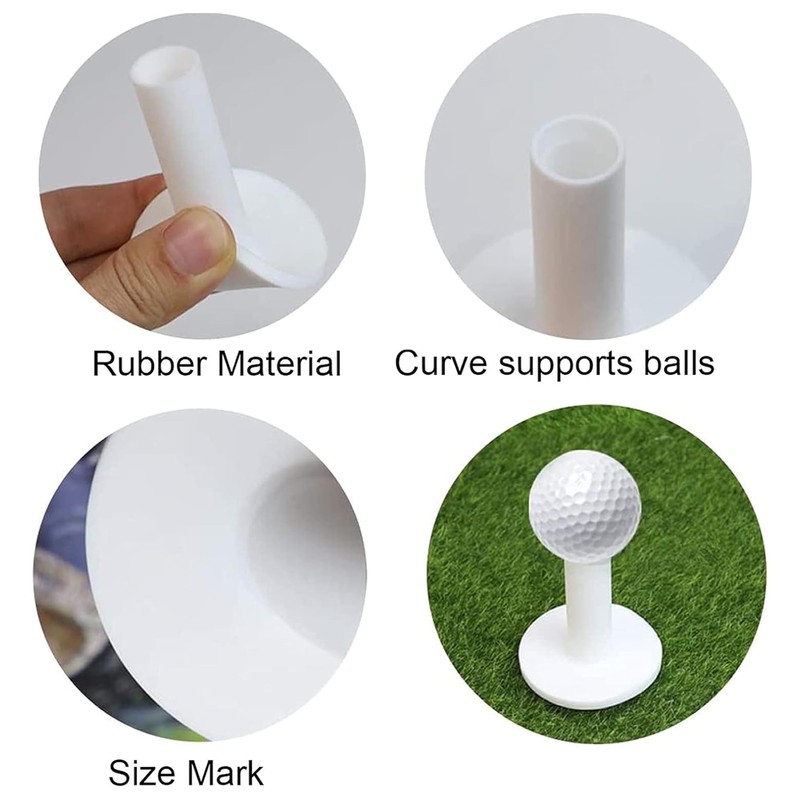 9 Pcs White Golf Rubber Tees for Practice and Driving
