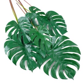 Lcuasc Lcuasc 6pcs Artificial Monstera Leaves with Long Stem,Fake Tropical Palm Leaves for Hawaiian/Luau/Jungle Party Home Wedding Decor (Green)