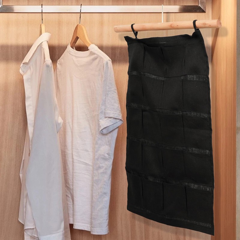 HSOFTIFY 100% Linen Hanging Storage Bag with 20 Pockets, Wall