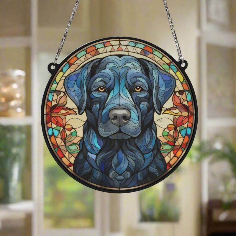 Image Industry Labrador Black Stained Glass Effect Suncatcher - Garden
