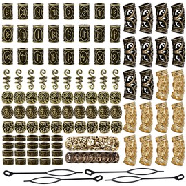 Queta Viking Rune Beads, Nordic Beard Beads, Braiding Beads, Hair Beads, Hair Extensions, Needle Threader, Loop Needle, Micro Ring Needle for Hair, Beard, Jewellery, DIY Necklace, Necklace Pendant