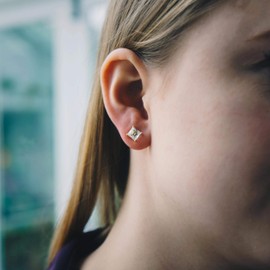 Philip Jones Gold Plated Square Magnetic Clip On Stud Earrings Created with Zircondia® Crystals