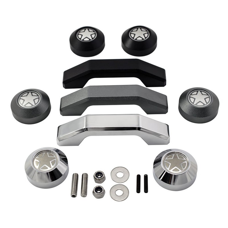 VMS RACING Chrome Windshield Bumper Rests and Footman Loop Bar