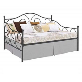 Pleated Bed Skirt with Split Corners for Daybeds - Three Side Coverage - Made with Brushed Microfiber, (Twin Size, Light Grey Solid)/12 Inch Drop