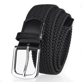 Cinturón Trenzado Elástico, Cinturón Lona Elástica Nylon, Cinturones de Moda Casual para Hombres y Mujeres, Cinturón de Tela Trenzada Transpirable (Black, S)