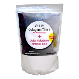 Colágeno Hidrolizado Tipo II Ácido Hialurónico 1 kg Maracuyá VitLife