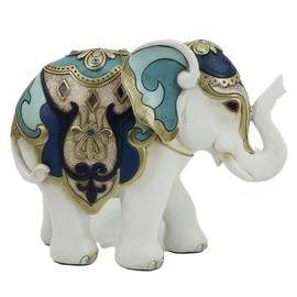 ICE ARMOR 9" W White and Blue Thai Elephant Figurine Statue Sculpture Ornament Decoration Home/Room Decor Ideas for Housewarming, Holidays and Birthdays Great Collectible Addition