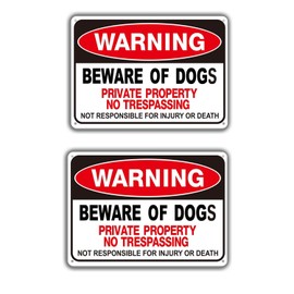 Beware of Dog Signs for Fence, No Trespassing Signs Private Property, Rust Free Metal, UV Protected, Fade Resistant, Reflective, Weatherproof Warning Dog Sign for Gate, Fence Door and Outdoor (2 Pack)