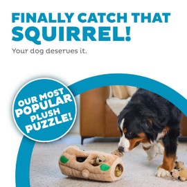 Outward Hound Hide-A-Squirrel Dog Toy – Interactive 2‑in‑1 Plush Puzzle with 6 Squeaky Removable Squirrels, X-Large