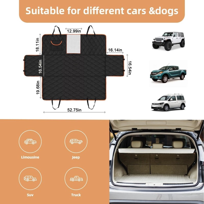 XL Truck Back Seat Extender for Dogs, Large Hard Bottom