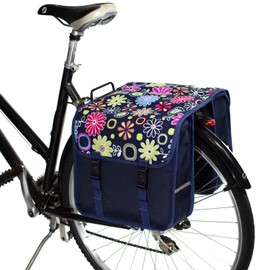 BikyBag Classic - Bicycle Double Panniers Bag Fashion Cycle Bike Women's - Men's (Pink Daisy Flowers)