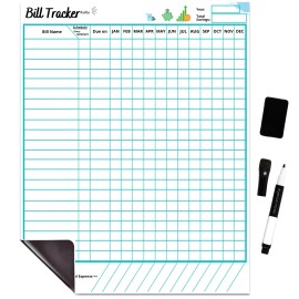 Penguin Planner Monthly Bill Tracker Calendar Chart Dry Erase WhiteBoard Sheet- Bill Payment,...