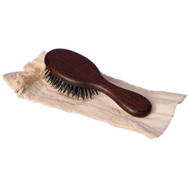 L'Artisan Brossier - Hair brush for the bag made of solid beech wood - Small traditional brush, 14 cm, 100% natural, pure boar bristles - French production