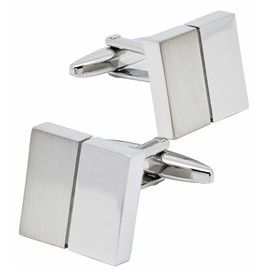Jonwo Silver Classic Square Cufflinks for Men with Gift Case Classic Square Brush Shinny Men's Cufflinks Jewelry Set for Wedding Party Anniversary Business Events Tuxedo Dress