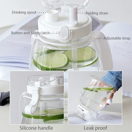 MOIOIBE Clear Water Bottles with Straw 45oz Large Water Jug for Schools/Adults Aesthetic Girls Water Bottles for Gym/Sport/Motivational White Reusable Water Bottle