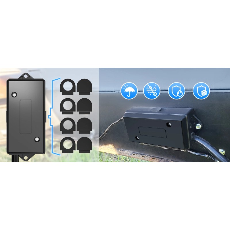 MICTUNING 8FT Trailer Cord with 7-Way Plug Inline Junction Box,