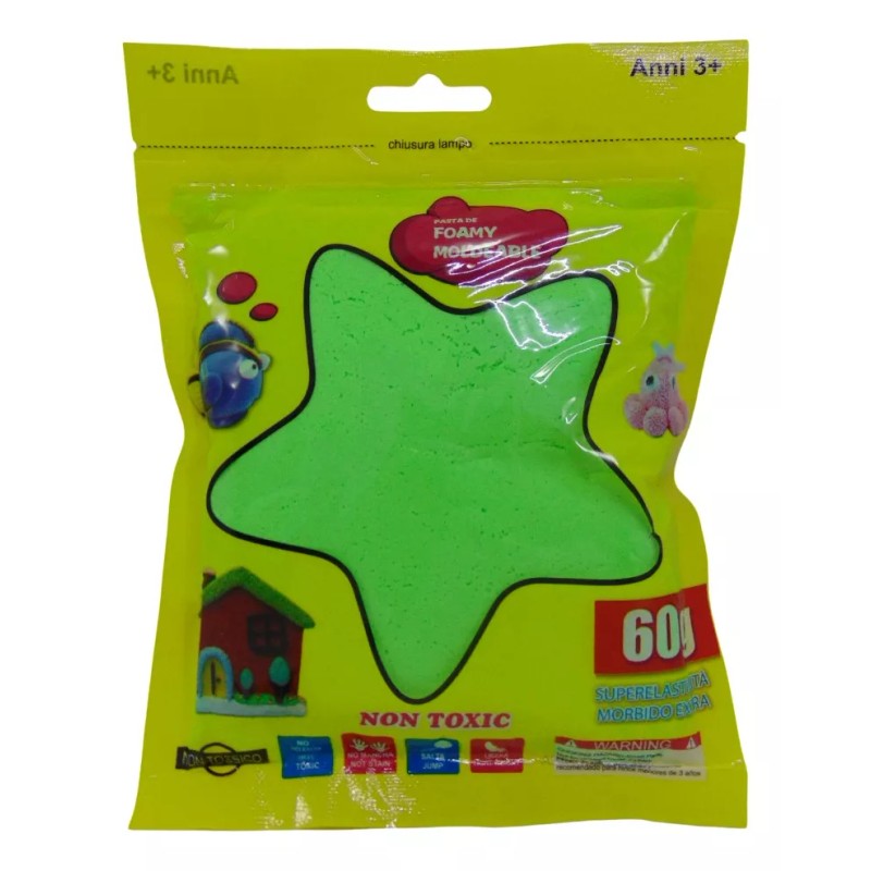 VBFM 12pz Bolsas Fomi Moldeable 60g Color Mixto Slime Didáctico