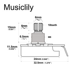 Musiclily Pro HD A500K+B500K Pots Brass Metric Split Short Shaft 6.5mm Audio Linear Taper Potentiometers for ST Tele PB JB Style Electric Guitar Bass (Set of 1A1B)