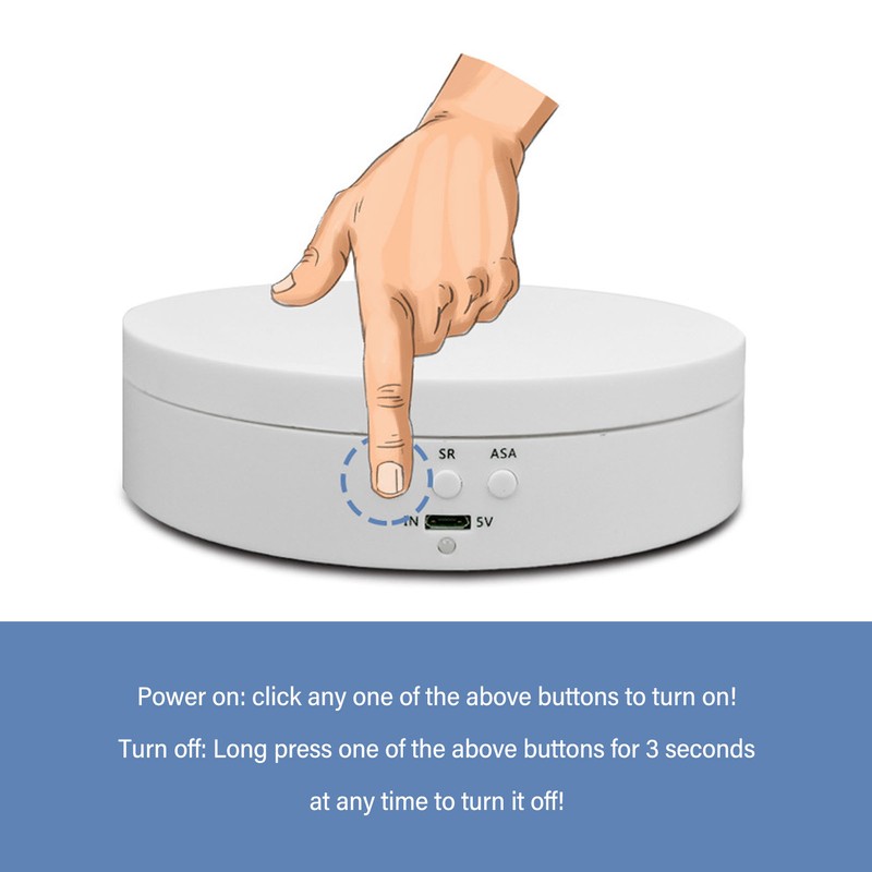 Motorized Rotating Display Stand White USB Charging Round 3 Speeds