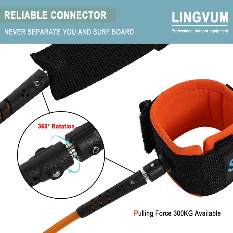 Surfboard Leash Premium Straight Surf Leash SUP Leg Rope 6/7/8/9