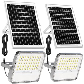 Engrepo Solar Lights Outdoor IP65 Waterproof Outside Solar Powered Security Flood Light with Remote Control 3000LM Auto On/Off Dusk to Dawn Light with 10000mAh for Wall Porch Shed Barn. 2 Pack