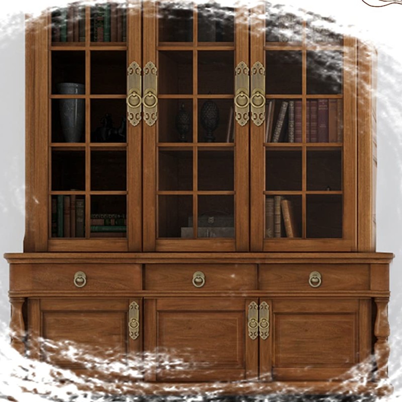 Tiazza 2Pcs Chinese Vintage Style Antique Brass Straight Plate Pull