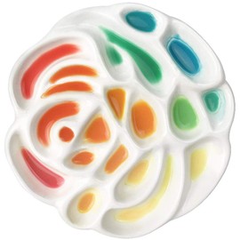 MEEDEN Porcelain Paint Palette, Mixing Art Ceramic Watercolor Paint Palette for Watercolor Gouache Acrylic Oil Painting, Rose Designed Tray 6 inches in Diameter