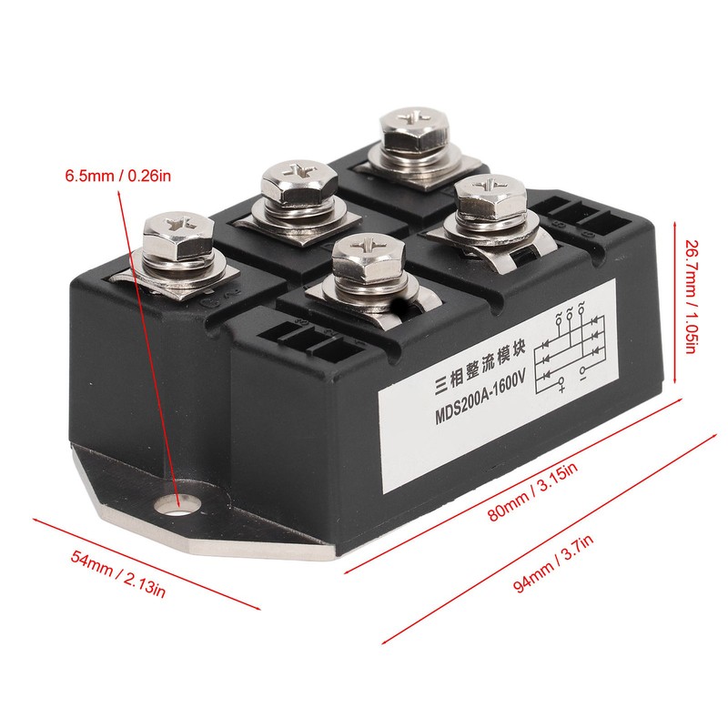 Bridge Rectifier 200A 1600V 3 Phase Diode Power Module Copper