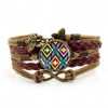 Handmade Knitted Leather Bracelet Colorful Native American Art Multilayer Glass