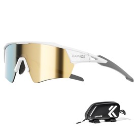 KAPVOE Sports Sunglasses for Men and Women with Dimming Lens, Ghost-Free Technology, Lightweight TR90 Frame, Running, Marathon, Climbing, Bicycle, Bike, Tennis, Baseball, Night Vision, Free size