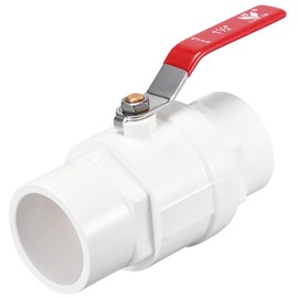 sourcing map Ball Valve, 50mm ID PVC Socket End Shut off Valve for Aquarium Setup, Sump Pump, Pool, Garden Sprinkler White Red