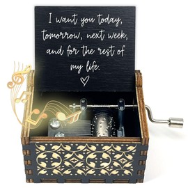 ukebobo I Want You Today and Rest of My Life Music Box, Fall in Love Wood Music Box, Anniversary Valentine Birthday Wedding for Lover Boyfriend Girlfriend Husband Wife-532
