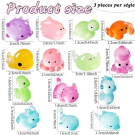 TUBAWD 42Pcs Mini Resin Animals Mixed, Resin Animals Mixed, Small Animals 14 Styles of Miniature Marine Statues Marine Miniature Fish Tank Potted Plants