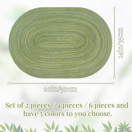 JeogYong Oval Placemats Set of 6 Washable Placemats Woven Placemats 14 x 20 Inch Oval Heat-Resistant Table Mats for Dining Tables, Indoor & Outdoor Decorations (Blue)